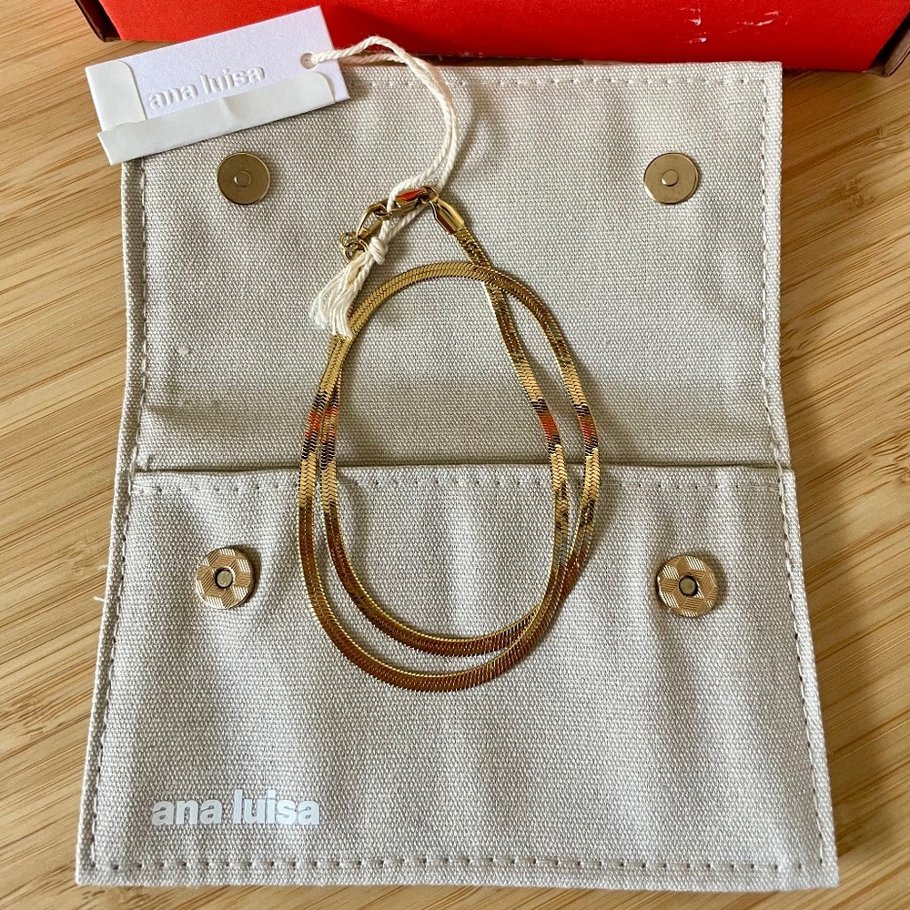 Ana Luisa Ina Herringbone Chain Necklace in Gold